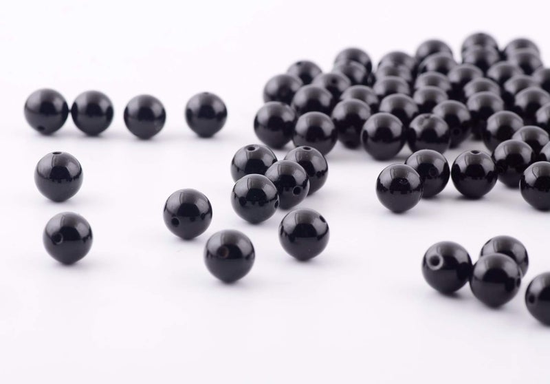Cmidy Natural Stone Beads 100pcs 8mm Black Obsidian Round Genuine Real Stone Beading Loose Gemstone Hole Size 1mm DIY Charm Smooth Beads for Bracelet Necklae Earrings Jewelry Making (Black Obsidian, 68mm) - Image 2
